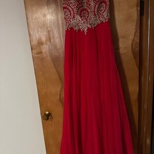 Red formal gown - Beaded strapless